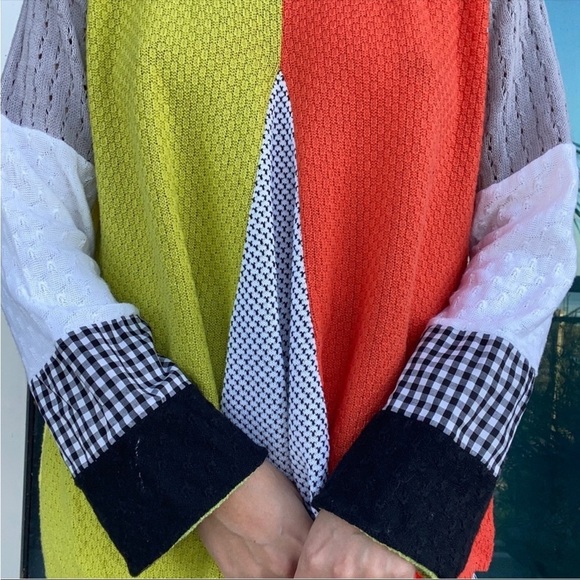 Mixed Media Quilt Long Sleeve Sweater Top M - Picture 3 of 7